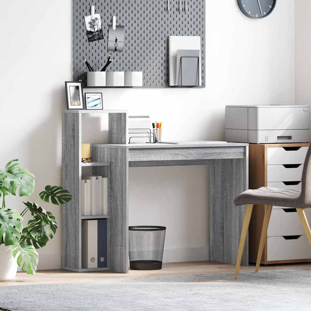 vidaXL Bureau met plank met opslag Wit 100 x 40 x 90 cm Bewerkt hout