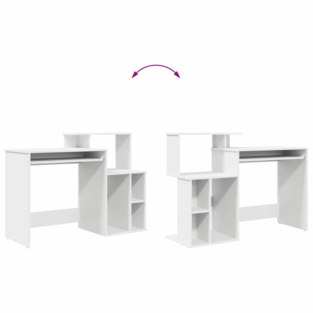 vidaXL Bureau met lade met plank Wit 120,5 x 44 x 88,5 cm Bewerkt hout