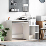 vidaXL Bureau met lade met plank Wit 120,5 x 44 x 88,5 cm Bewerkt hout