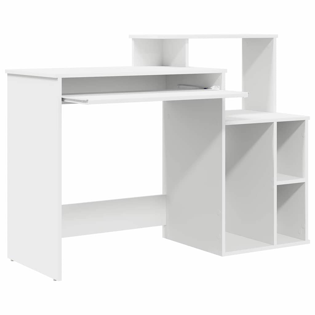 vidaXL Bureau met lade met plank Wit 120,5 x 44 x 88,5 cm Bewerkt hout