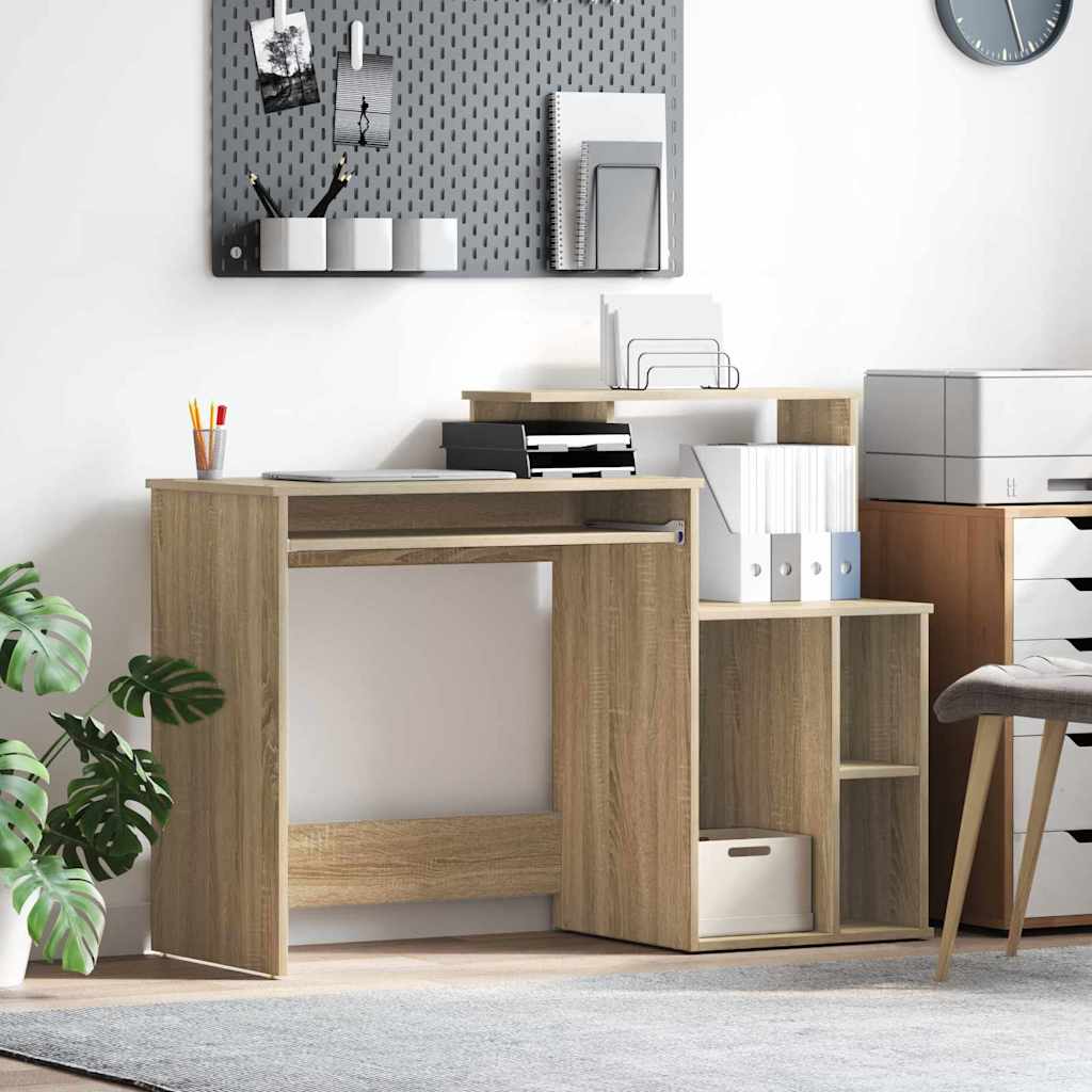 vidaXL Bureau met lade met plank Wit 120,5 x 44 x 88,5 cm Bewerkt hout