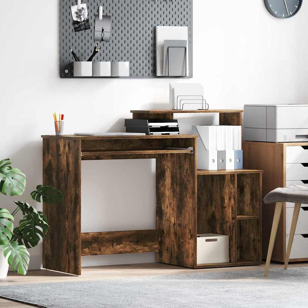vidaXL Bureau met lade met plank Wit 120,5 x 44 x 88,5 cm Bewerkt hout