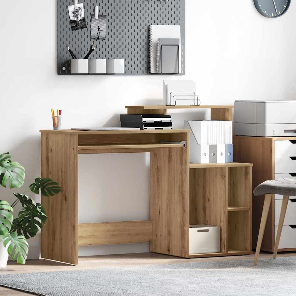 vidaXL Bureau met lade met plank Wit 120,5 x 44 x 88,5 cm Bewerkt hout
