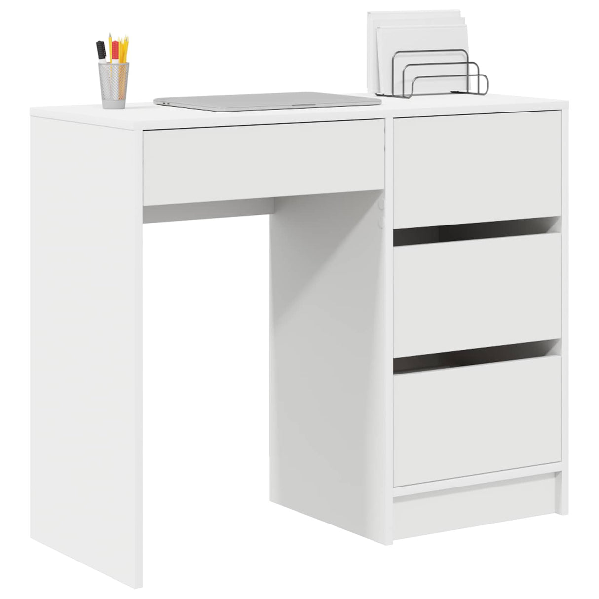 vidaXL Bureau met lade met opslag Wit 90 x 37.5 x 75 cm Bewerkt hout