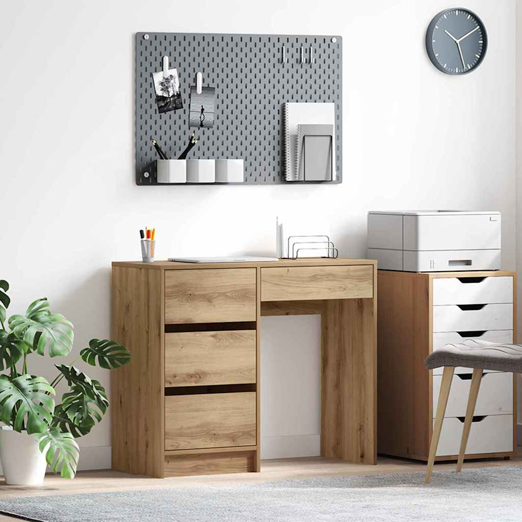vidaXL Bureau met lade met opslag Wit 90 x 37.5 x 75 cm Bewerkt hout