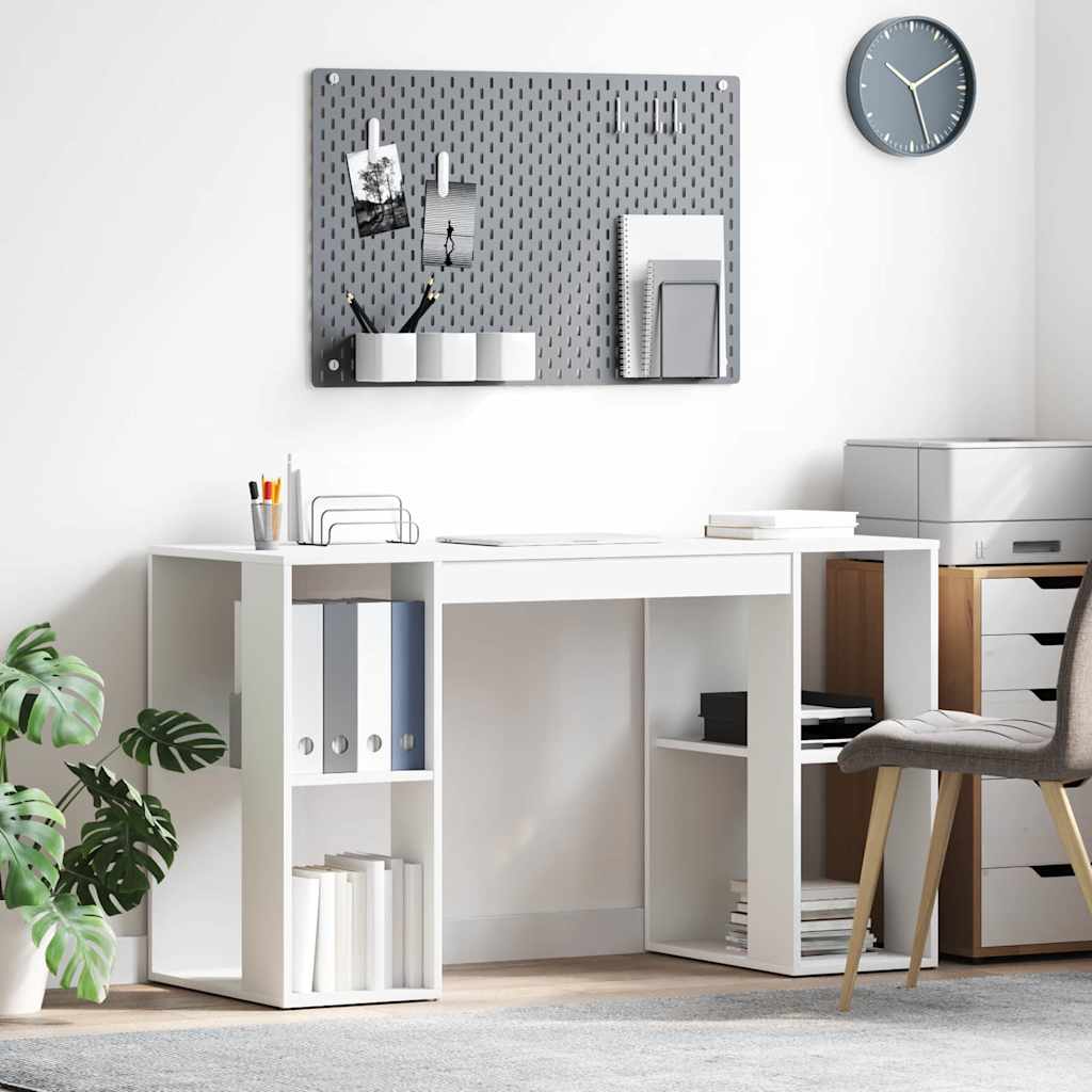 vidaXL Bureau met plank met opslag Wit 130 x 50,5 x 75 cm Bewerkt hout