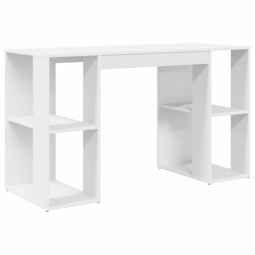 vidaXL Bureau met plank met opslag Wit 130 x 50,5 x 75 cm Bewerkt hout