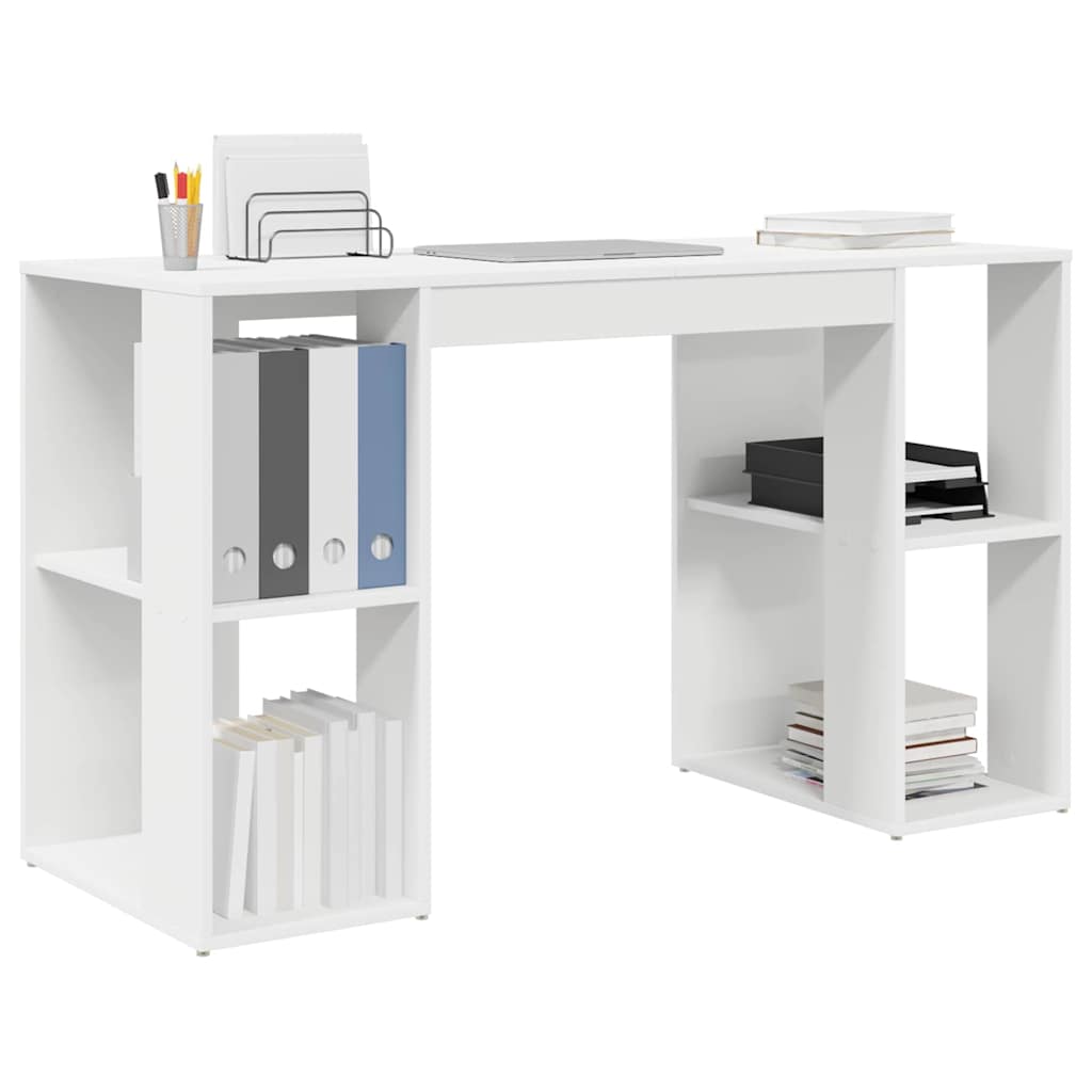 vidaXL Bureau met plank met opslag Wit 130 x 50,5 x 75 cm Bewerkt hout