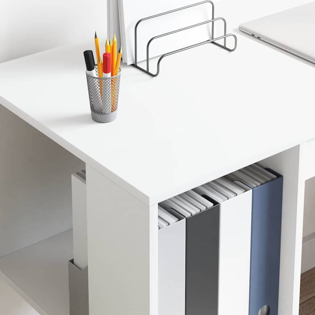 vidaXL Bureau met plank met opslag Wit 130 x 50,5 x 75 cm Bewerkt hout