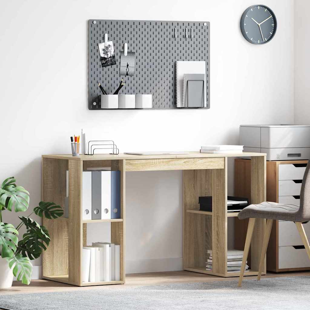 vidaXL Bureau met plank met opslag Wit 130 x 50,5 x 75 cm Bewerkt hout