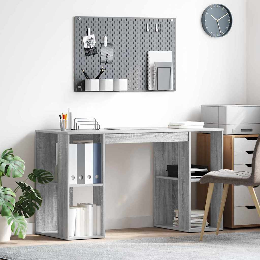 vidaXL Bureau met plank met opslag Wit 130 x 50,5 x 75 cm Bewerkt hout