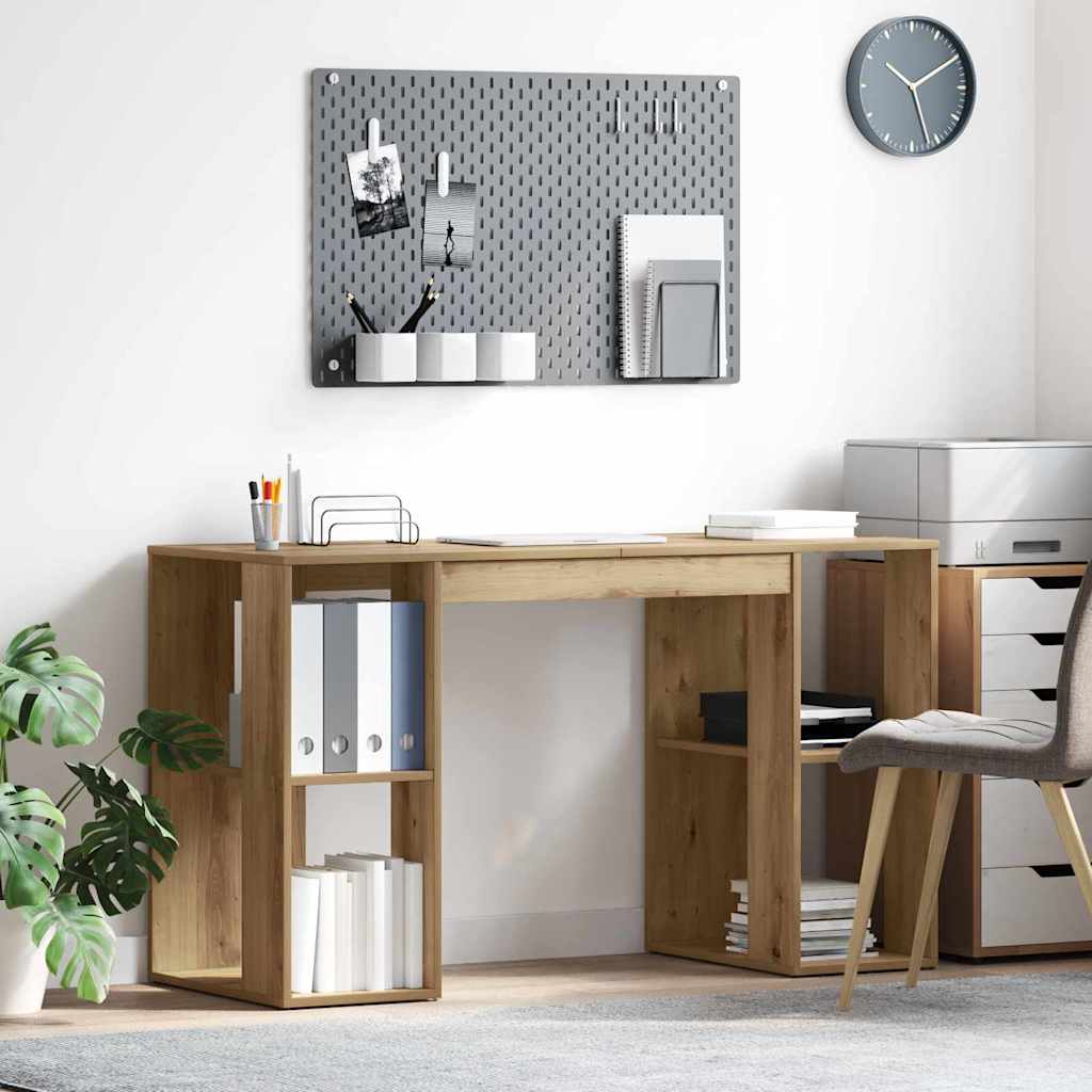 vidaXL Bureau met plank met opslag Wit 130 x 50,5 x 75 cm Bewerkt hout