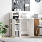 vidaXL Bureau met plank met opslag Wit 90 x 48 x 101,5 cm Bewerkt hout