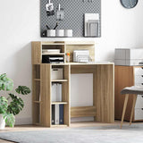 vidaXL Bureau met plank met opslag Wit 90 x 48 x 101,5 cm Bewerkt hout