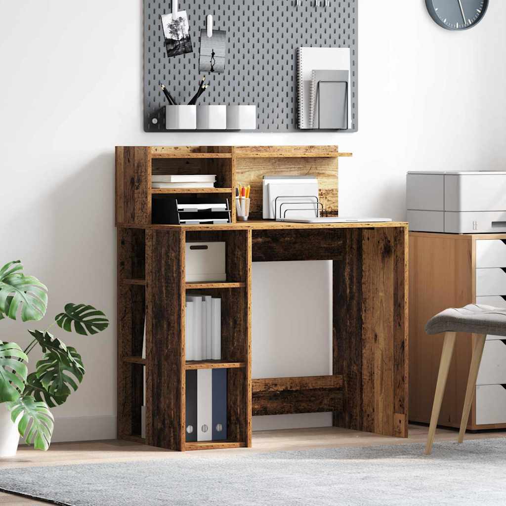 vidaXL Bureau met plank met opslag Wit 90 x 48 x 101,5 cm Bewerkt hout