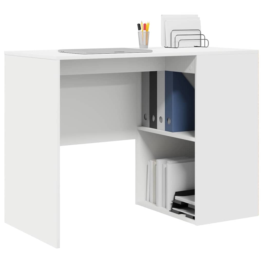 vidaXL Desk with Shelf Storage White 102x50x75 cm Engineered Wood