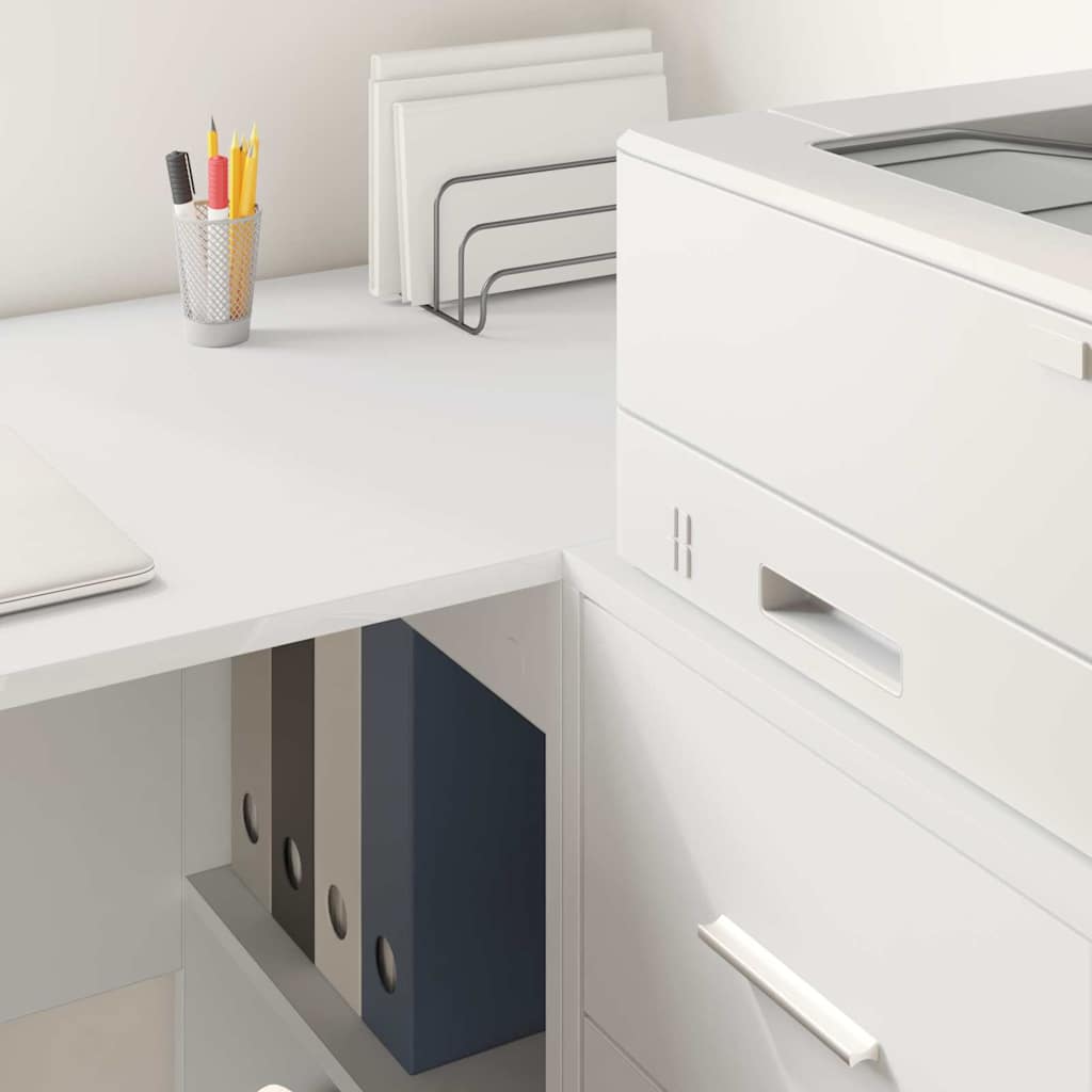 vidaXL Desk with Shelf Storage White 102x50x75 cm Engineered Wood