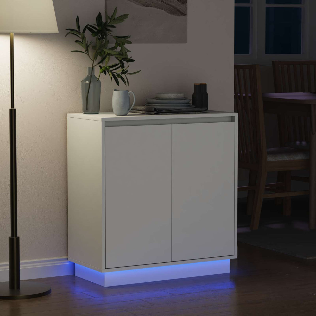 vidaXL LED Dressoir voor Wit 71 x 34,5 x 75 cm Bewerkt hout