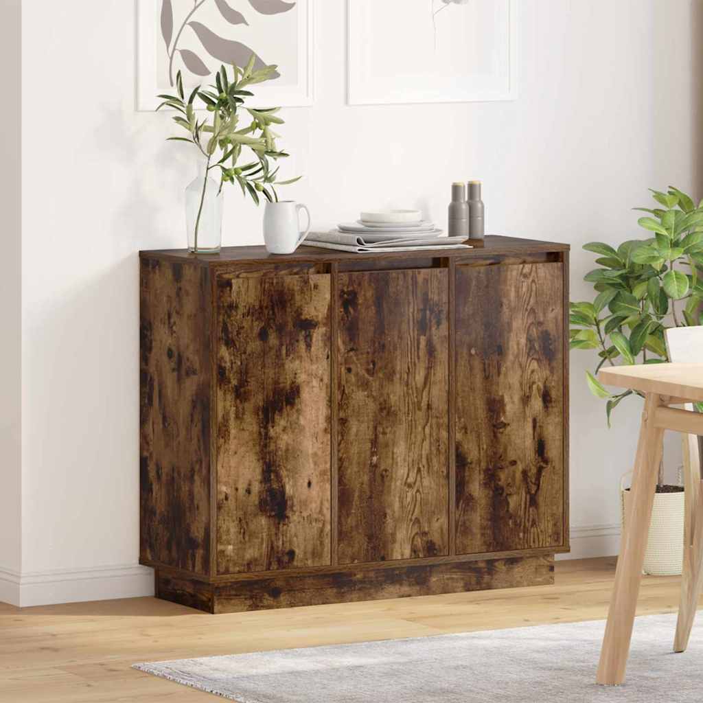 vidaXL LED Dressoir Wit 90 x 32 x 75 cm Bewerkt hout