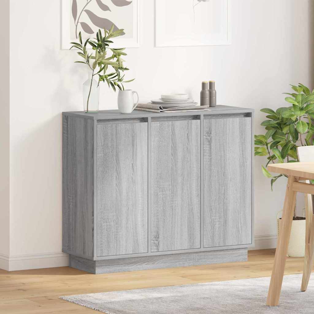 vidaXL LED Dressoir Wit 90 x 32 x 75 cm Bewerkt hout