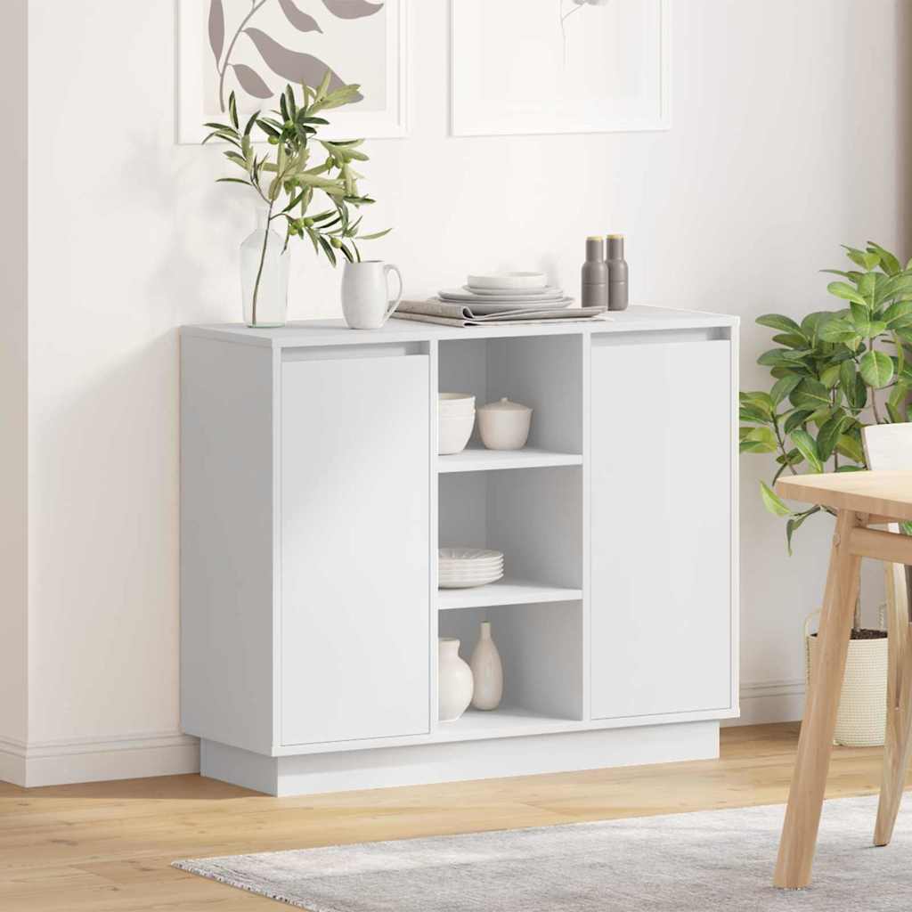 vidaXL LED Dressoir Wit 90 x 32 x 75 cm Bewerkt hout