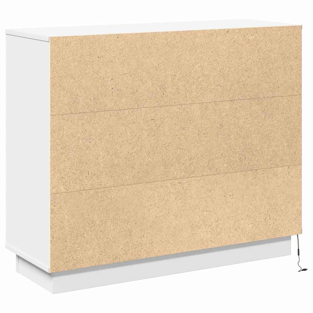 vidaXL LED Dressoir Wit 90 x 32 x 75 cm Bewerkt hout