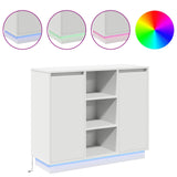 vidaXL LED Dressoir Wit 90 x 32 x 75 cm Bewerkt hout
