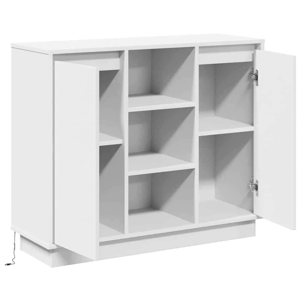 vidaXL LED Dressoir Wit 90 x 32 x 75 cm Bewerkt hout
