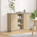 vidaXL LED Dressoir Wit 90 x 32 x 75 cm Bewerkt hout