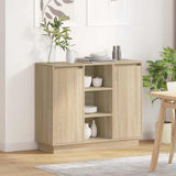 vidaXL LED Dressoir Wit 90 x 32 x 75 cm Bewerkt hout