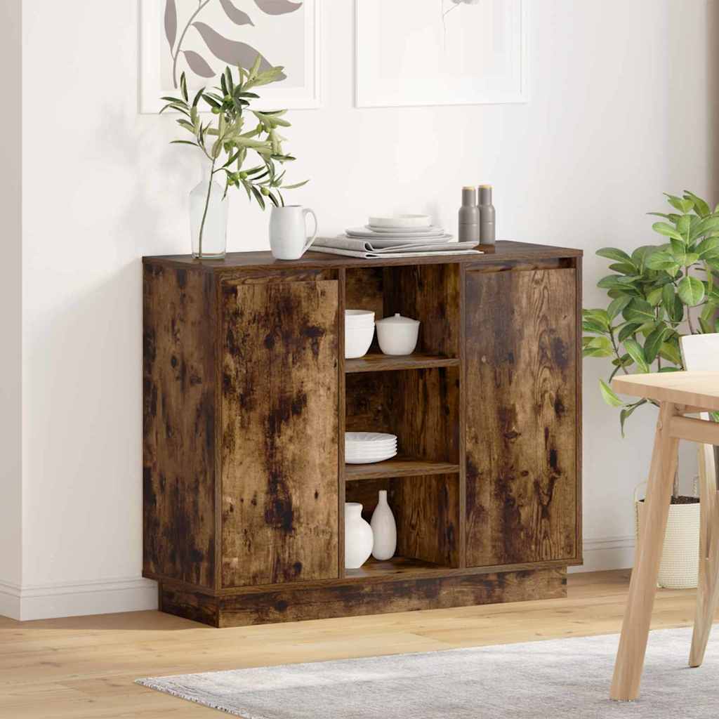 vidaXL LED Dressoir Wit 90 x 32 x 75 cm Bewerkt hout