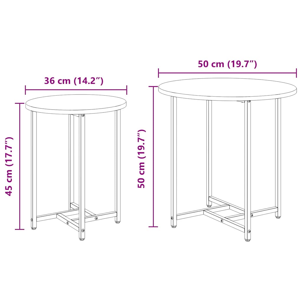 vidaXL Bijzettafelset 2 pcs Zwart Eiken