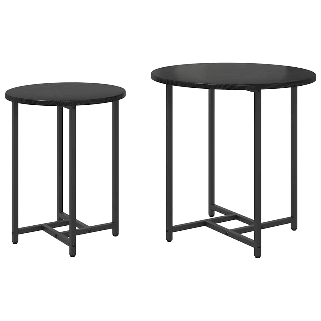 vidaXL Bijzettafelset 2 pcs Zwart Eiken
