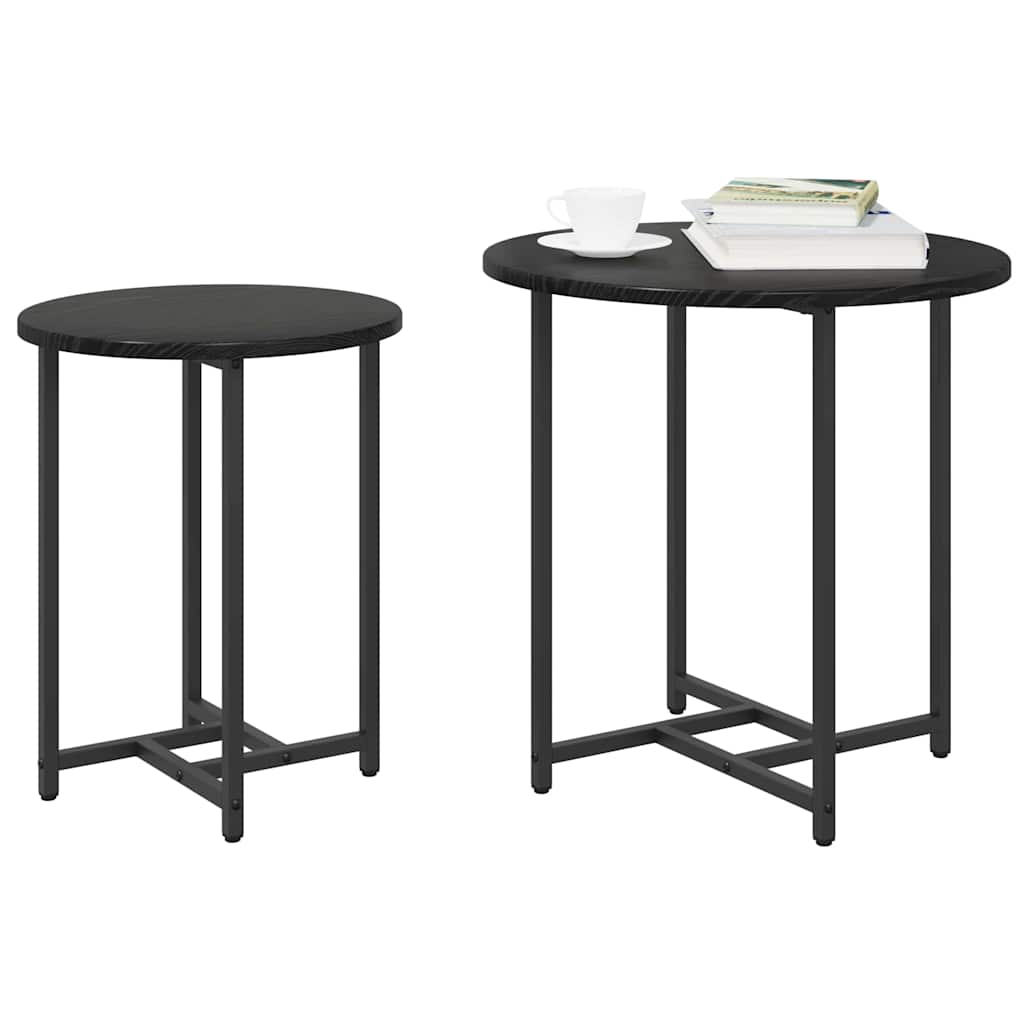 vidaXL Bijzettafelset 2 pcs Zwart Eiken