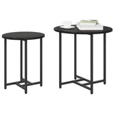 vidaXL Bijzettafelset 2 pcs Zwart Eiken