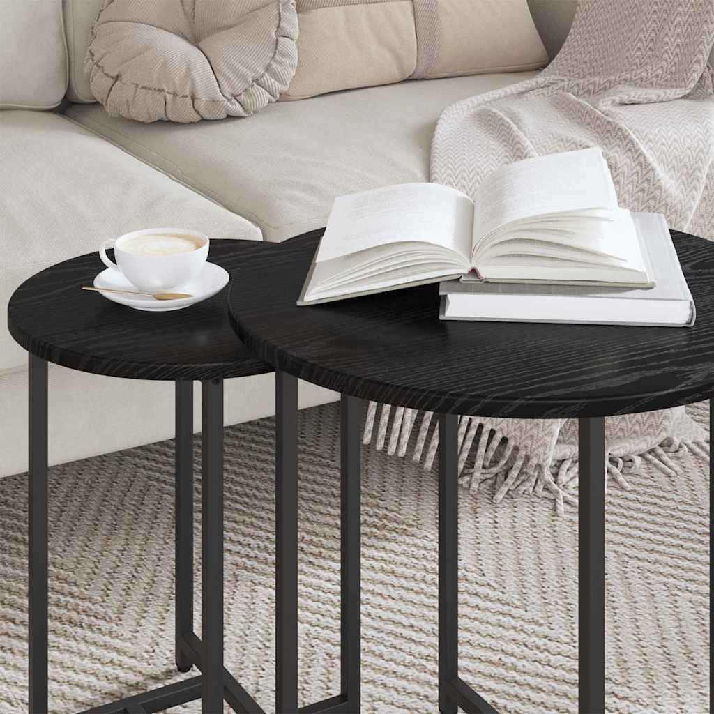 vidaXL Bijzettafelset 2 pcs Zwart Eiken