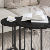 vidaXL Bijzettafelset 2 pcs Zwart Eiken