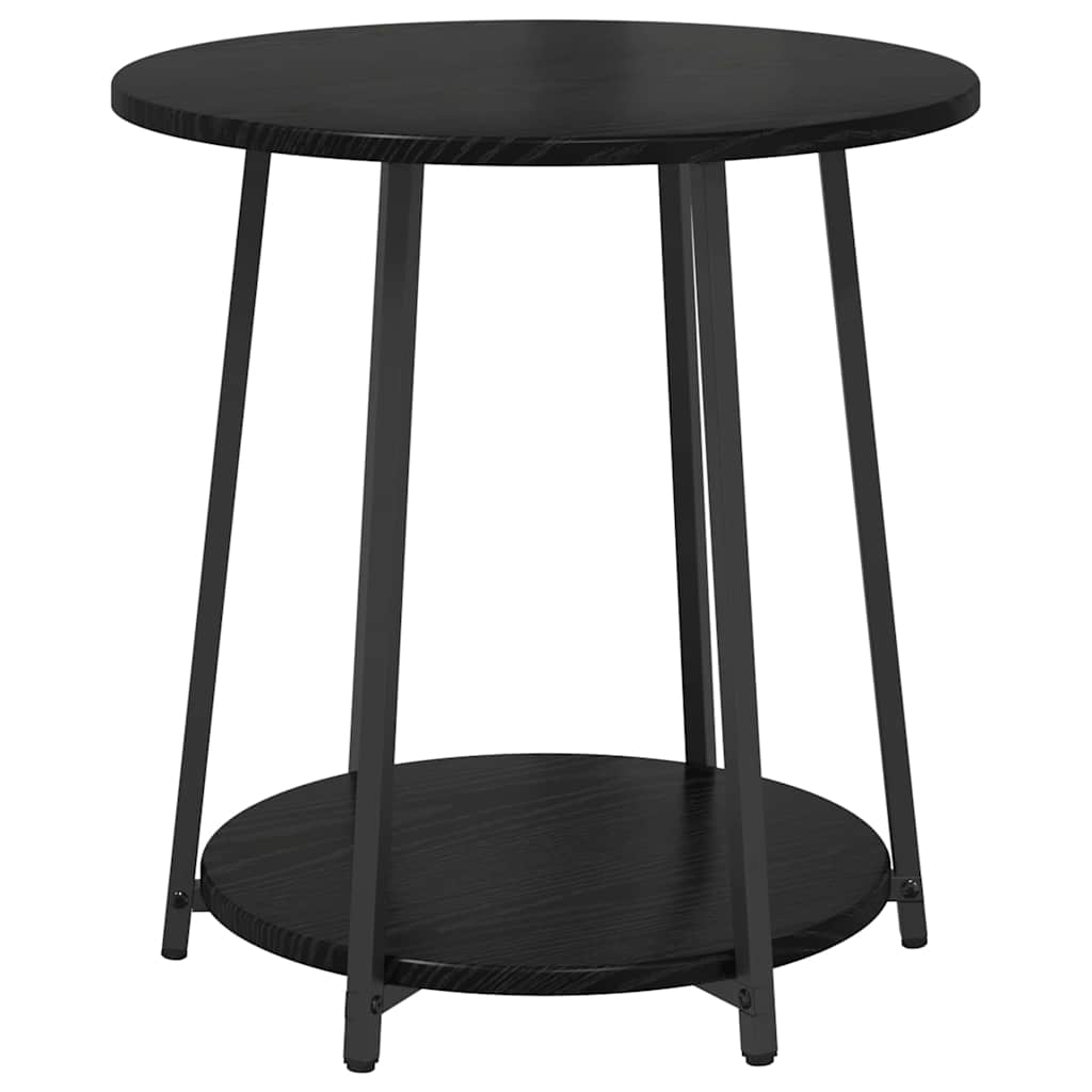 vidaXL Bijzettafelset met plank 2 pcs Zwart Eiken