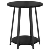 vidaXL Bijzettafelset met plank 2 pcs Zwart Eiken