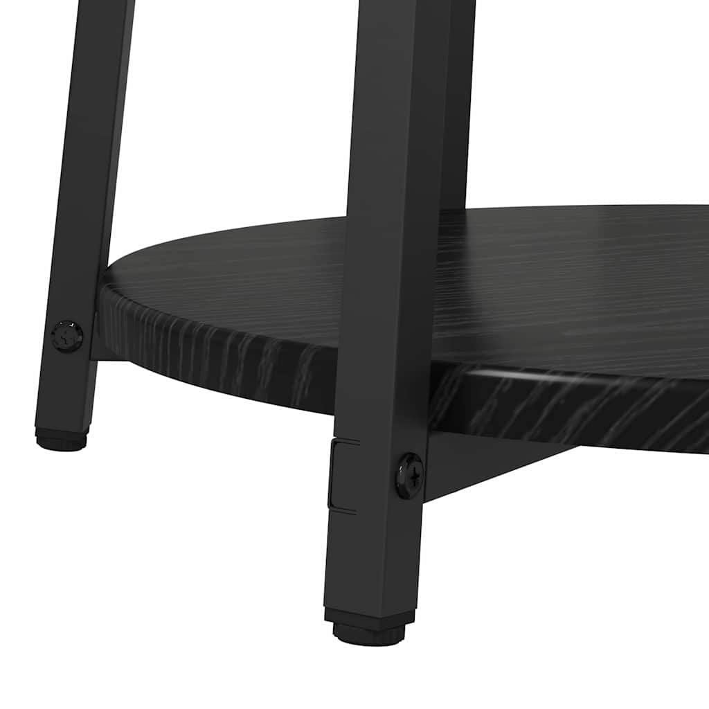 vidaXL Bijzettafelset met plank 2 pcs Zwart Eiken
