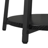vidaXL Bijzettafelset met plank 2 pcs Zwart Eiken