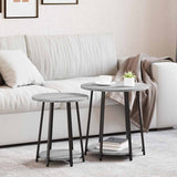 vidaXL Bijzettafelset met plank 2 pcs Zwart Eiken
