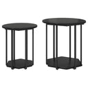 vidaXL Bijzettafelset met plank 2 pcs Zwart Eiken
