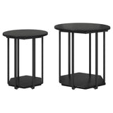 vidaXL Bijzettafelset met plank 2 pcs Zwart Eiken