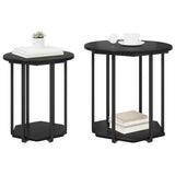 vidaXL Bijzettafelset met plank 2 pcs Zwart Eiken