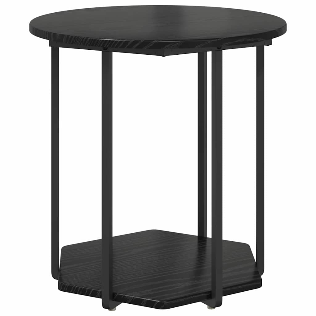 vidaXL Bijzettafelset met plank 2 pcs Zwart Eiken