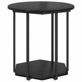 vidaXL Bijzettafelset met plank 2 pcs Zwart Eiken
