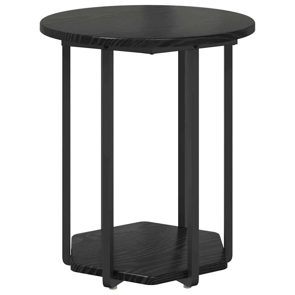 vidaXL Bijzettafelset met plank 2 pcs Zwart Eiken