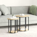 vidaXL Bijzettafelset met plank 2 pcs Zwart Eiken