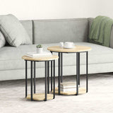 vidaXL Bijzettafelset met plank 2 pcs Zwart Eiken
